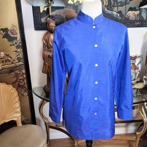 CHICO's Blue Silk Button Up Top